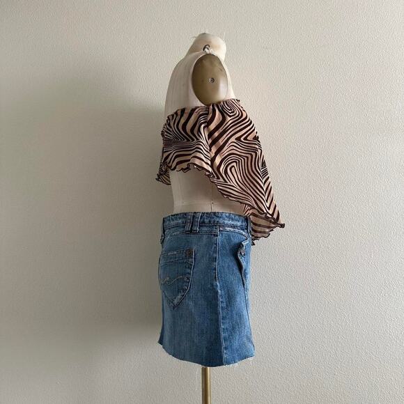 handmade tan and brown retro abstract mesh bandeau - Picture 3 of 7